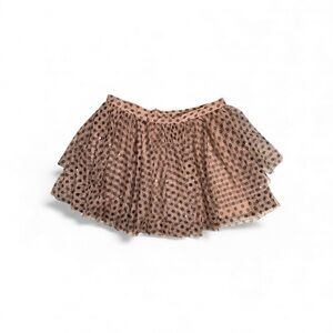 LONDONJEAN Tan and Black Polka Dot Skater Skirt